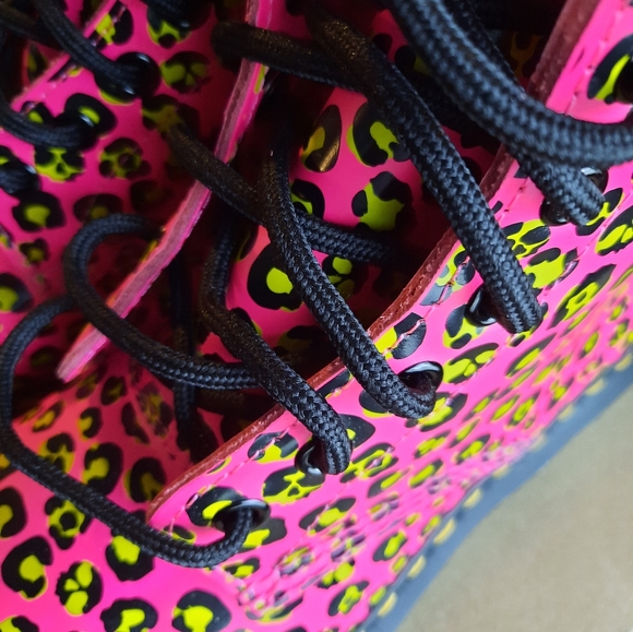 Dr. Martens Women's 1460 Leopard Smooth Leather Lace Up Boots - Pink - Picture 10 of 11